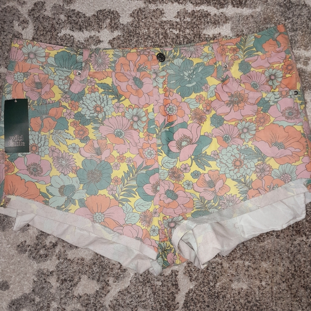 Wild Fable Women's Highest Rise Cheeky Floral Print Shorts Size 18/34 Waist